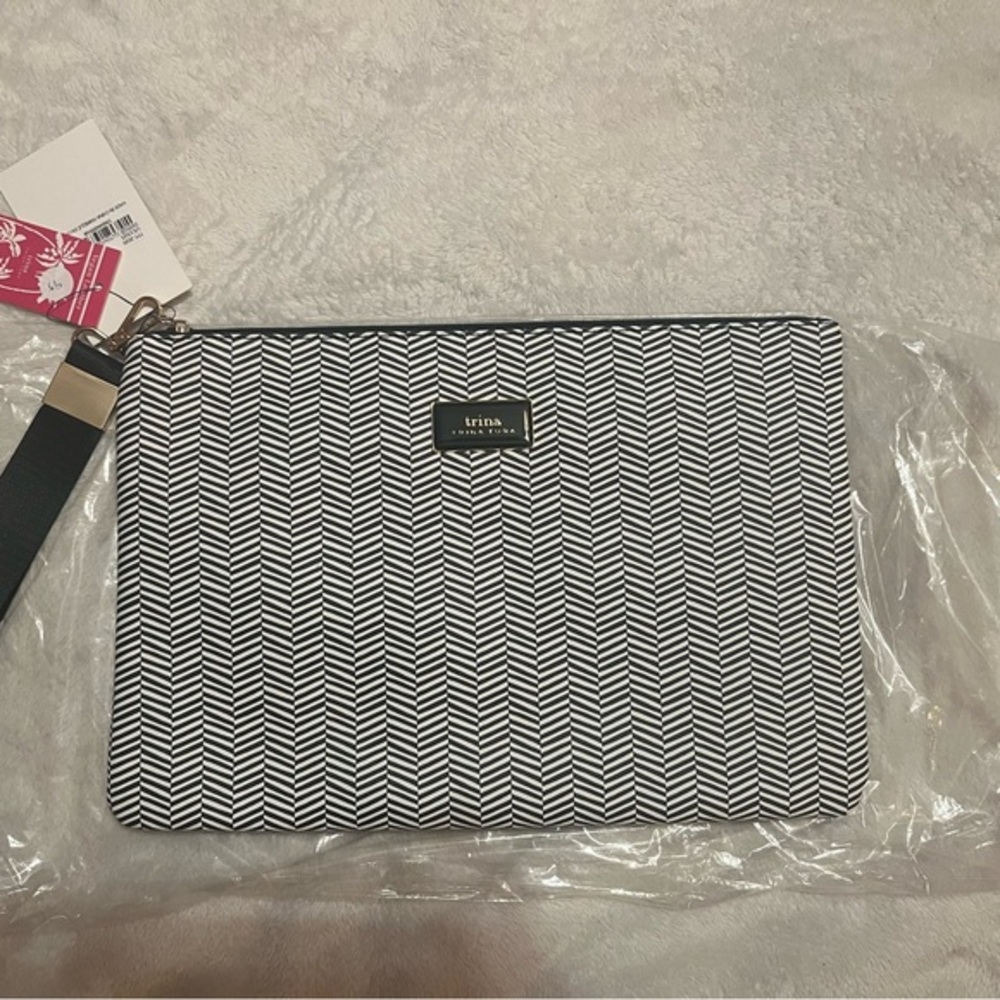Trina Turk Black and White Oversized Clutch
